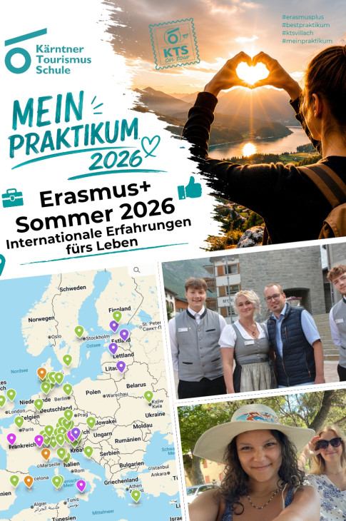 Kärntner Tourismusschule: Praktikum 2026 mit Erasmus+ in Europa
